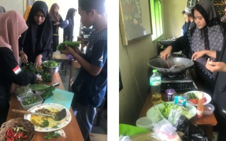 SISWA KELAS XII MA DARUSSA’ADAH MENGIKUTI UJIAN PRAKTEK MEMASAK