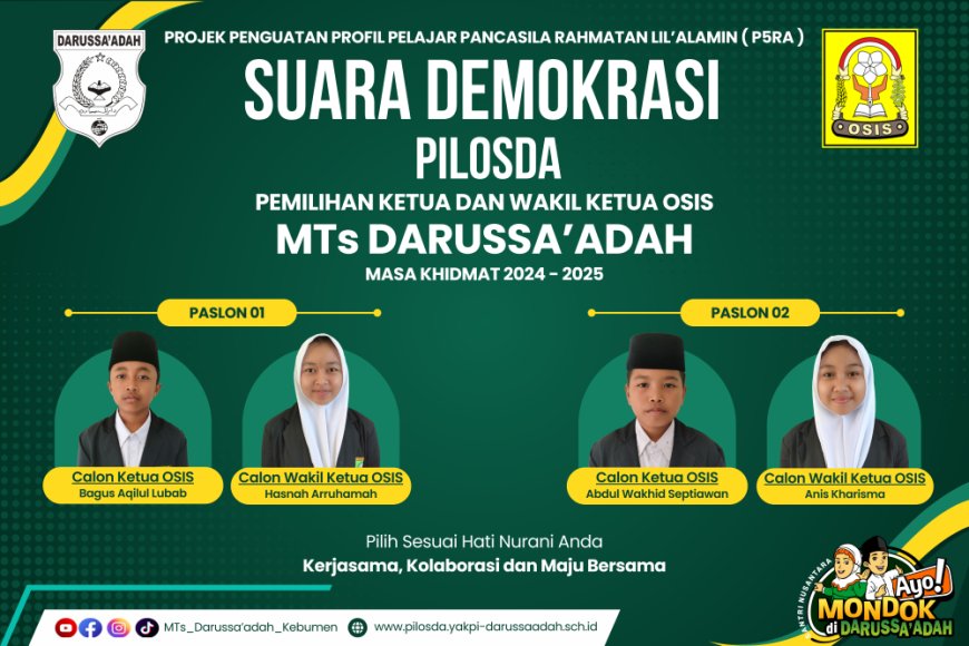 Pemilihan Ketua dan Wakil Ketua OSIS MTs Darussa’adah Berbasis Teknologi Digital